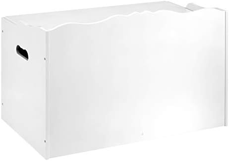 Amazon Basics Kids Wooden Toy Storage Chest with Safety Lid, Spacious Organizer for Bedroom, White, 30" x 18" x 19"