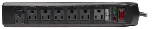 Tripp Lite 7 Right Angle Outlet Surge Protector Power Strip, 6ft. Cord, Right Angle Plug, 1440 Joules, Tel/Modem Protection, Safety Covers, 50K Insurance & (TLP706TELC) Black