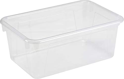 Storex Small Cubby Bins – Plastic Storage Containers for Classroom, 12.2 x 7.8 x 5.1 inches, Translucent, 5-Pack (62461A05C)