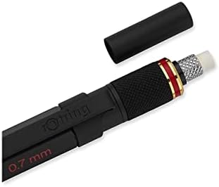 rOtring 800+ Mechanical Pencil and Touchscreen Stylus, Twist-to-Retract, HB 0.7 mm, Black Metal Barrel