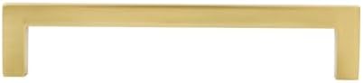Amazon Basics Modern Square Cabinet Pulls, Kitchen Drawer Handles, 5.39-inch Length (5-inch Hole Center), Golden Champagne, 10-Pack