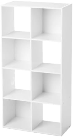 White 8-Cube Storage Organizer Bookcase, Convertible Vertical & Horizontal Cubby Shelving Unit, Open And Closed Back Compartment Compatible With Fabric Bins