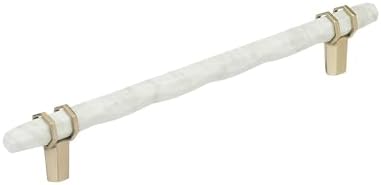 Amerock 8" Carrione Marble White/Golden Champagne Drawer Pull