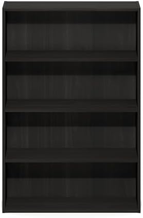 Furinno Basic Book Shelf, 4-Tier Bookcase with Open Shelf, Bookshelf, Cube Storage Organizer, 6 x 24 x 35, for Living Room, Bedroom, Home Office, Espresso