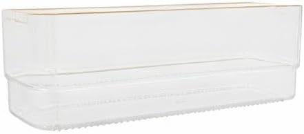Martha Stewart Kerry Plastic Stackable Office Desk Drawer Organizers, 6" x 3", 6 Pack, with Gold Trim