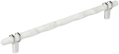 Amerock 10-1/16" Carrione Marble White/Polished Chrome Drawer Pull