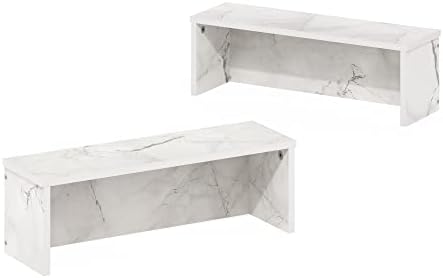 Furinno Helena Kitchen Counter Stackable Organizer Shelf, Set of 2, 18-Inch, Marble White