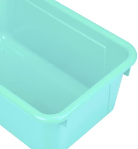 Storex Small Cubby Bins – Plastic Storage Containers for Classroom, 12.2 x 7.8 x 5.1 inches, Class Teal, 5-Pack (62420A05C)