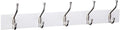 Amazon Basics Rectangular Farmhouse Wall-Mounted Coat Rack for Entryway and Bedroom, Storage Organizer, 5 Hooks, White