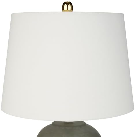 Nourison Home 23" Olive Green Ceramic Pot Table Lamp for Bedroom, Living Room, Dining Office, with White Tapered Drum Shade