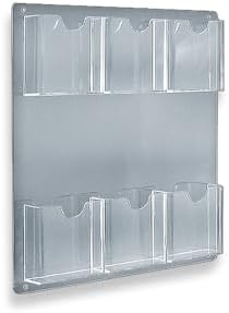 Azar Displays 252066 Six-Pocket Wall Mount Brochure Holder, 2-Piece Set