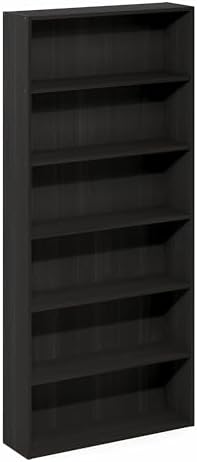 Furinno Basic DVD Shelf, 6-Tier Media Shelf, CD Rack, Espresso | 7 x 24 x 53, Open Shelf for DVD Blueray Game Disc, Cube Storage Organizer, for Living Room, Bedroom, Home Office