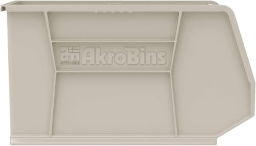 Akro-Mils 30265 AkroBins Plastic Storage Bins, 18"x8.25"x9", Stone, 6-Pack
