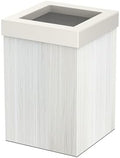 Gatco Small Bathroom Trash Can with Lid, Square 3 Gallon Wastebasket, Under Sink, White Oak with Matte White, for Bathroom, Bedroom, Office (1936W)