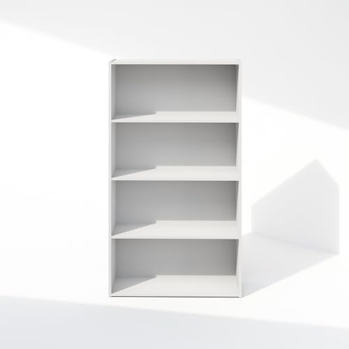 Furinno Simple Book Shelf, 4-Tier Bookshelf, Bookcase with Open Shelf, 9.4 x 23.6 x 41.7, for Living Room, Bedroom, Home Office, White