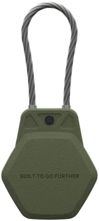 URBAN ARMOR GEAR UAG Designed for AirTag Case - Hard Shell Lock Case AirTag Holder Keychain with Wire Cable for Keys, Luggage & Bags, Anti-Lost Ultra Secure GPS Protective Cover, Civilian Olive Drab