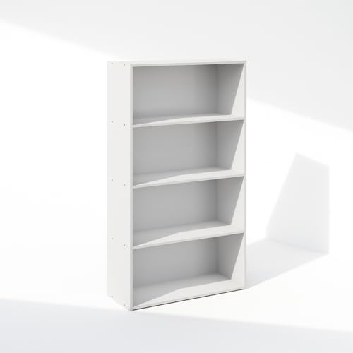 Furinno Simple Book Shelf, 4-Tier Bookshelf, Bookcase with Open Shelf, 9.4 x 23.6 x 41.7, for Living Room, Bedroom, Home Office, White
