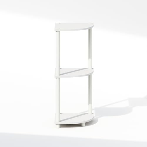 Furinno Turn-N-Tube Corner Shelf, 3-Tier Corner Bookshelf, White