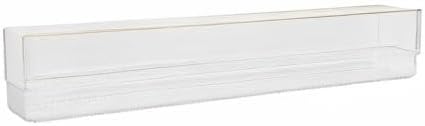 Martha Stewart Kerry Stackable Desk Drawer Organizers, Clear/Gold, 6-Pack | 12x3 in Organizers, Gold Trim, Stackable