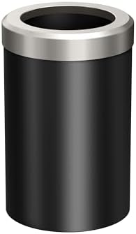 Gatco Small Bathroom Trash Can with Lid, Round 3 Gallon Stainless Steel Wastebasket, Under Sink, Matte Black and Satin Nickel, for Bathroom, Bedroom, Office (1912SN)