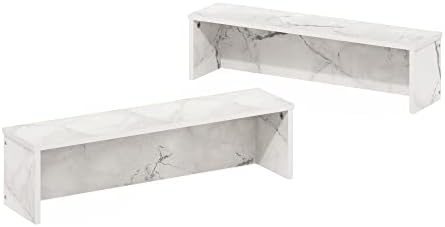 Furinno Helena Kitchen Counter Stackable Organizer Shelf, Set of 2, 23-Inch, Marble White