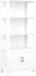 Martha Stewart Hutton 4-Tier Shaker Style Bookcase with Cabinet, White