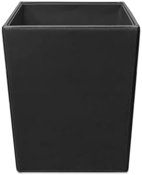 Dacasso Bonded Leather Waste Basket - Luxury Waste Basket (Black, 14 QT)