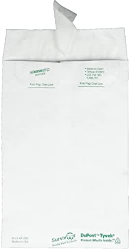 Quality Park Survivor Shipping Envelopes, 6" x 9", Made with Strong, Lightweight DuPont Tyvek Material, Flap-Stik Peel and Seal Closure, 100/Box (QUAR1320), White (Pack of 10)