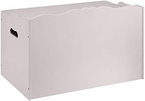 Amazon Basics Kids Wooden Toy Storage Chest with Safety Lid, Spacious Organizer for Bedroom, Gray, 30" x 18" x 19"
