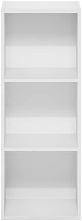 Furinno PASIR Book Shelf, 3-Tier Bookshelf, Easy Assembly Bookcase with Open Shelves, 9 x 12 x 32, for Living Room, Bedroom, Home Office, Plain White