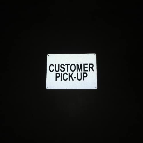 TRADESAFE Customer Pick Up Sign - Business Office Signs, Quick Install Aluminum Safety Signs, Light Reflective, UV-Resistant, Waterproof, 14” X 10” Customer Pick Up Here Sign for Business