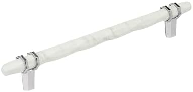 Amerock 8" Carrione Marble White/Polished Chrome Drawer Pull