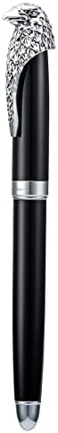 Wikult Personalized Fuliwen Black Fountain Pen, Bald Eagle Head Clip Iridium Fine Nib, Customized Pen Gift Collection with Small Pen Bag, Engraved with Your Name