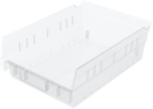 Akro-Mils 30150 Heavy Duty Plastic Shelf Bins, 12"x 8"x 4", Clear, 12-Pack