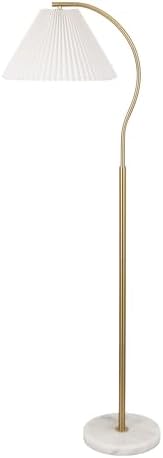 JONATHAN Y Devon 60.5" Modern Glam Arc Floor Lamp, Brass Gold/White Marble