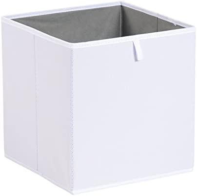 Amazon Basics Collapsible Closet Organizer Cube Storage Bins, Space-Saving Storage Baskets for Shelves, White, 10.5x10.5x11", 6-Pack