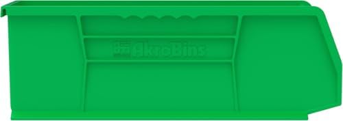 Akro-Mils 30234 AkroBins Plastic Storage Bins, 15"x5"x5", Green, 12-Pack