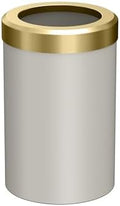 Gatco Small Bathroom Trash Can with Lid, Round 3 Gallon Stainless Steel Wastebasket, Under Sink, Matte Pearl and Brushed Brass, for Bathroom, Bedroom, Office (1931B)