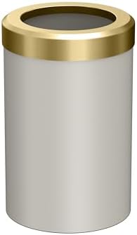 Gatco Small Bathroom Trash Can with Lid, Round 3 Gallon Stainless Steel Wastebasket, Under Sink, Matte Pearl and Brushed Brass, for Bathroom, Bedroom, Office (1931B)