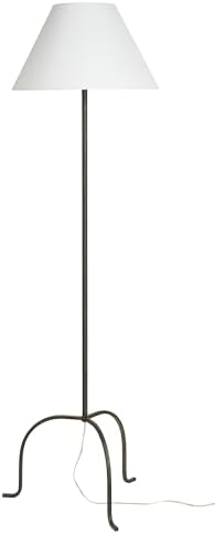 Nourison Home 66" Black Wrought Iron Heritage Metal Slim Tripod Standing Floor Lamp for Modern, Industrial, Minimalist Living Room, Bedroom, Dining Room, Reading