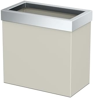 Gatco Modern Rectangle Wastebasket, Matte Pearl and Chrome Combo - Stainless Steel Trash Can with Removable Lid, Leakproof, 3 Gallon Capacity for Bathroom, Bedroom, Kitchen, or Office