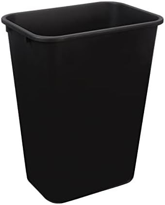 Amazon Basics Rectangular Commercial Office Wastebasket, Easy to Clean, Space-Saving,15.5"L x 11.5"W x 20"H, 10 Gallon, Black