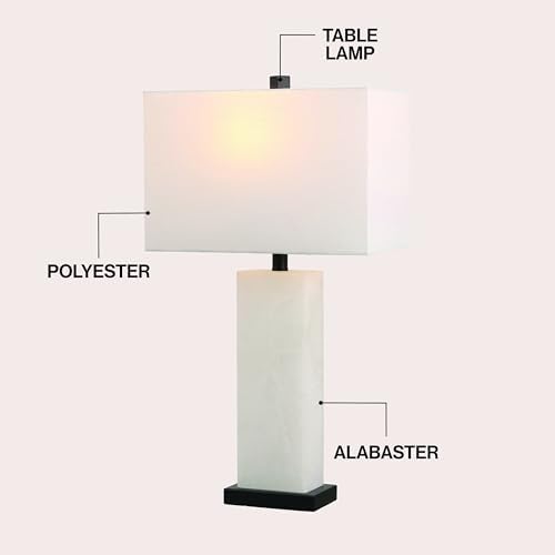 JONATHAN Y Tiggie 27" Alabaster Table Lamp, White Alabaster/Black