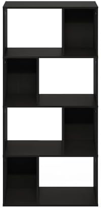 Furinno DALY Book Shelf, 8-Cube Bookshelf, Cube Storage Organizer Bookcase with Irregular Compartments, 11.7 x 23.6 x 49, for Living Room, Bedroom, Home Office, Espresso