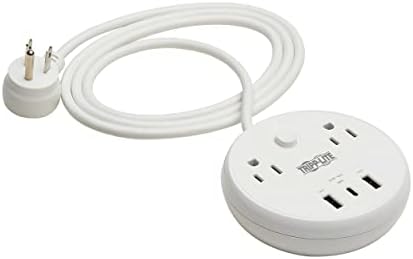 Tripp Lite Safe-IT 57W Surge Protector, 2 Outlets & 2 USB + 1 USB-C Port for Fast Charging, 300 Joules, 8 Foot 5-15P Cord, Manufacturer's Warranty & $25,000 Insurance (TLP28PD57WCAM)