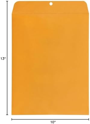 Amazon Basics Clasp Kraft Envelopes for Documents, Gummed Mailing, 10" x 13", 100-Pack