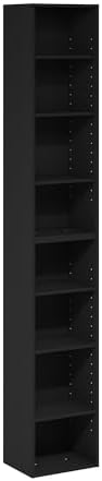 Furinno PASIR Book Shelf, 8-Tier Bookshelf, Bookcase with Open Shelf, 9.3 x 11.8 x 70.9, for Living Room, Bedroom, Home Office, Blackwood