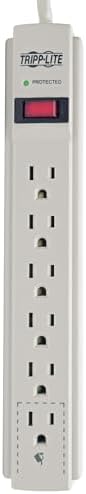 Tripp Lite 6 Outlet Surge Protector Power Strip, Extra Long Cord 15ft, & $20,000 Insurance (TLP615) Gray
