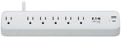 Eaton Tripp Lite Series Desk Clamp Power Strip Surge Protector, 6-Outlets, USB-A & USB-C Charging Ports, 900 Joules, 6ft Flat Extension Cord, Lifetime Manufacturer's Warranty (TLP66UCLAMP)