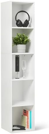 Amazon Basics 5-Cube Bookcase Compatible with Fabric Storage Cube Organizers, White | Compatible with Fabric Storage Cube Organizers
